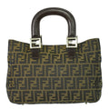 Fendi Zucca Tote Bag Ff Motif Brown Canvas Handbag