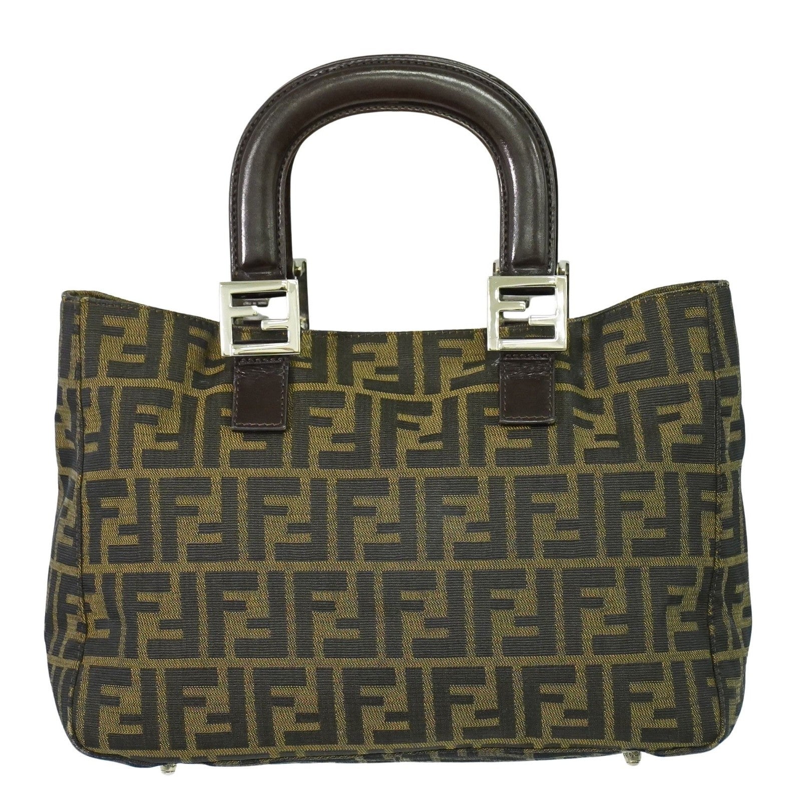 Fendi Zucca Tote Bag Ff Motif Brown Canvas Handbag