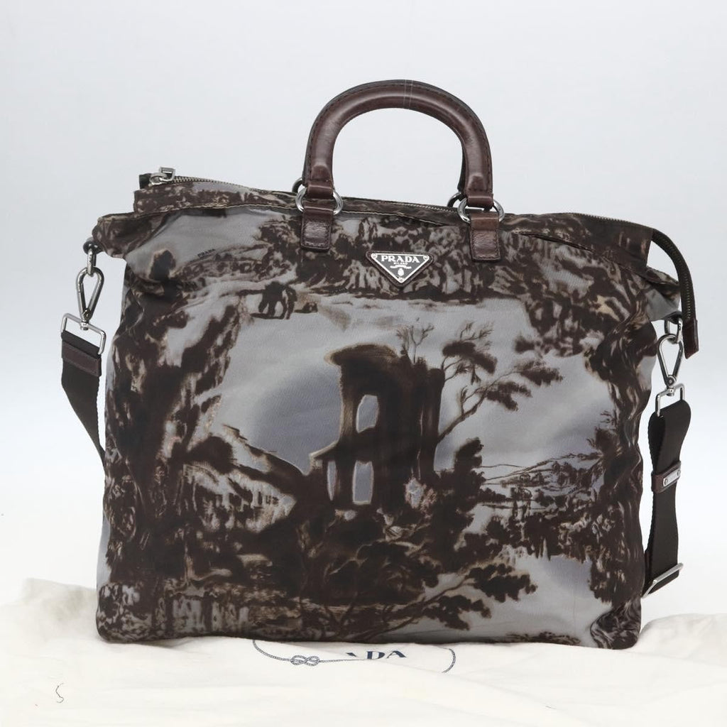 Prada Convertible Tote Printed Tessuto Brown Nylon Tote Bag Bag
