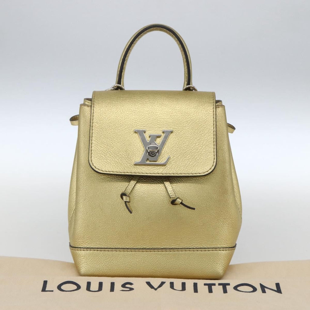 Louis Vuitton Lockme Backpack Leather Gold Leather Backpack Bag