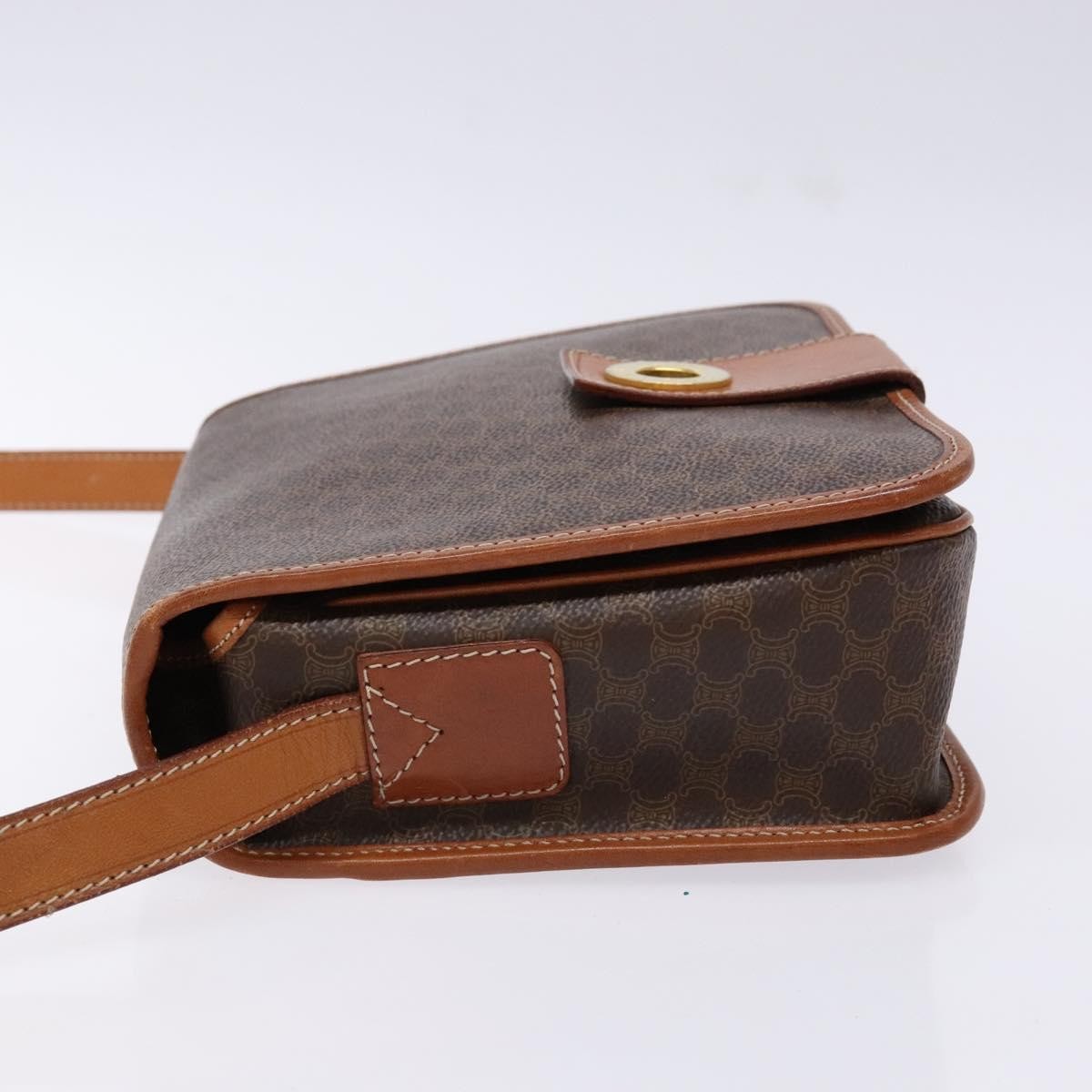Celine Macadam Shoulder Bag Pvc Leather Brown Canvas Bag