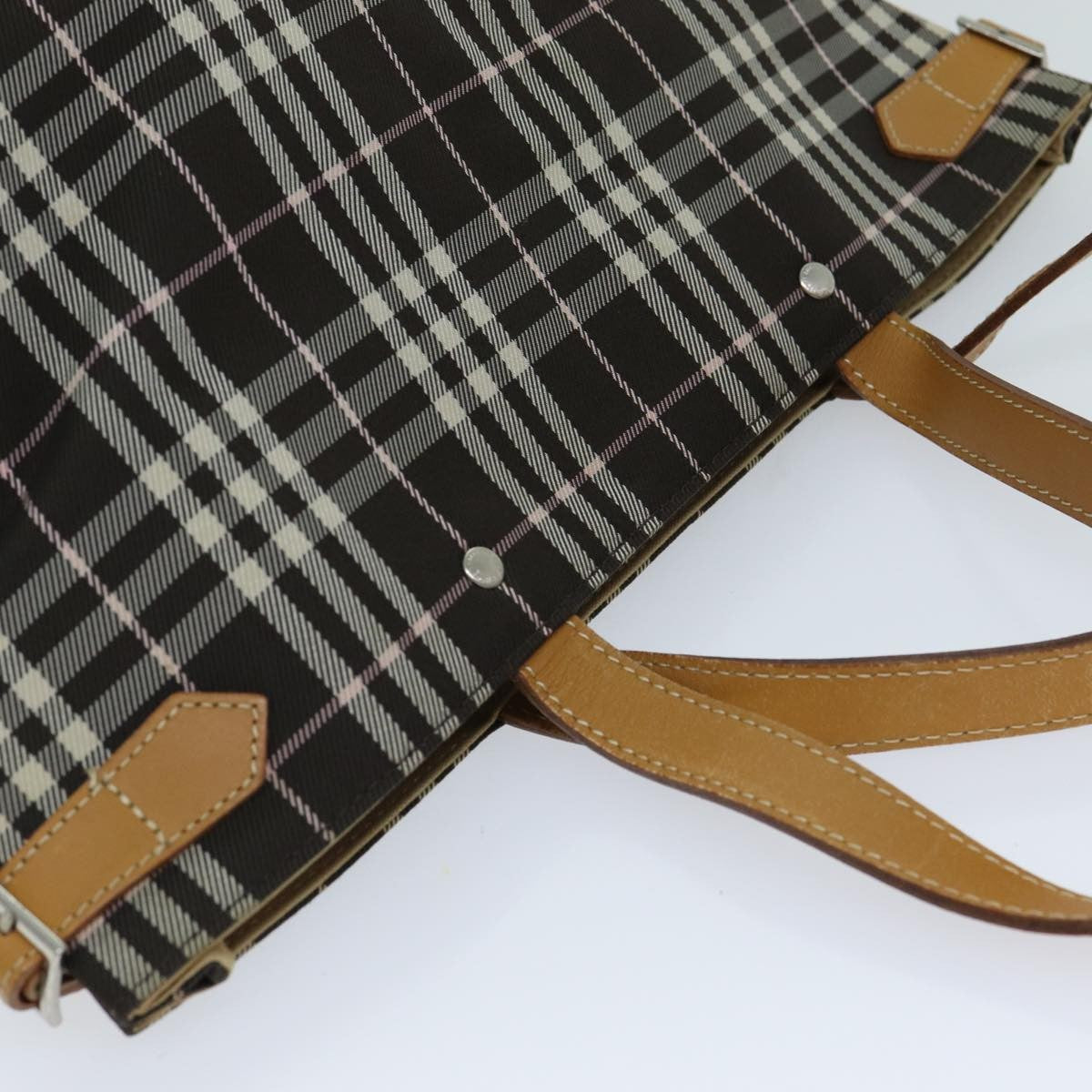 Burberry Nova Check Blue Label Nylon Brown Nylon Tote Bag