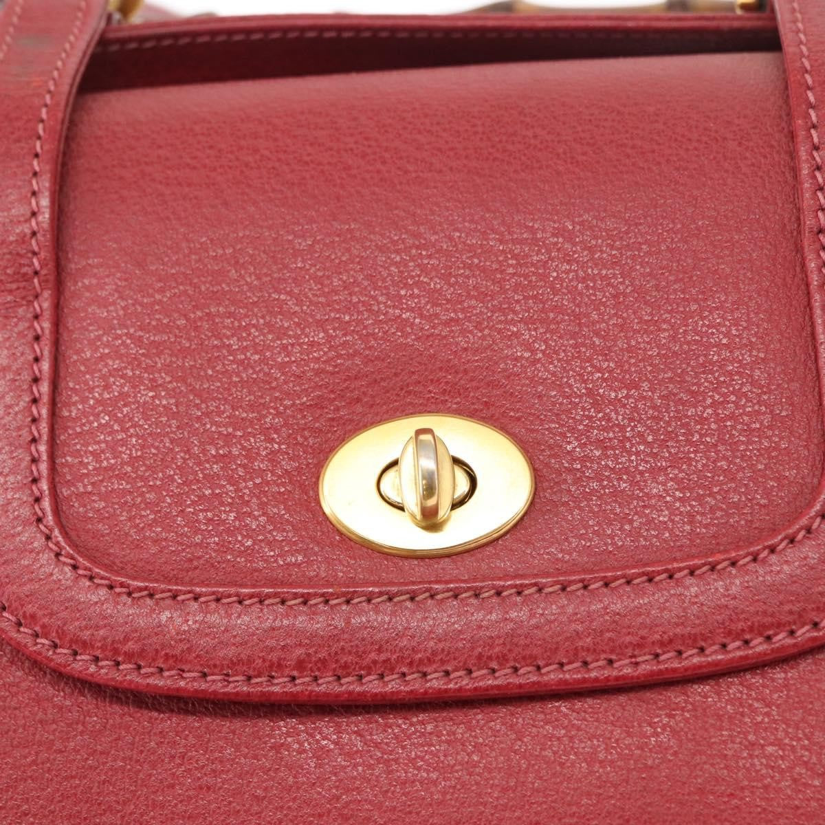 Gucci Vintage Bamboo Handle Bag Leather Red Leather Handbag (Pre-Owned)