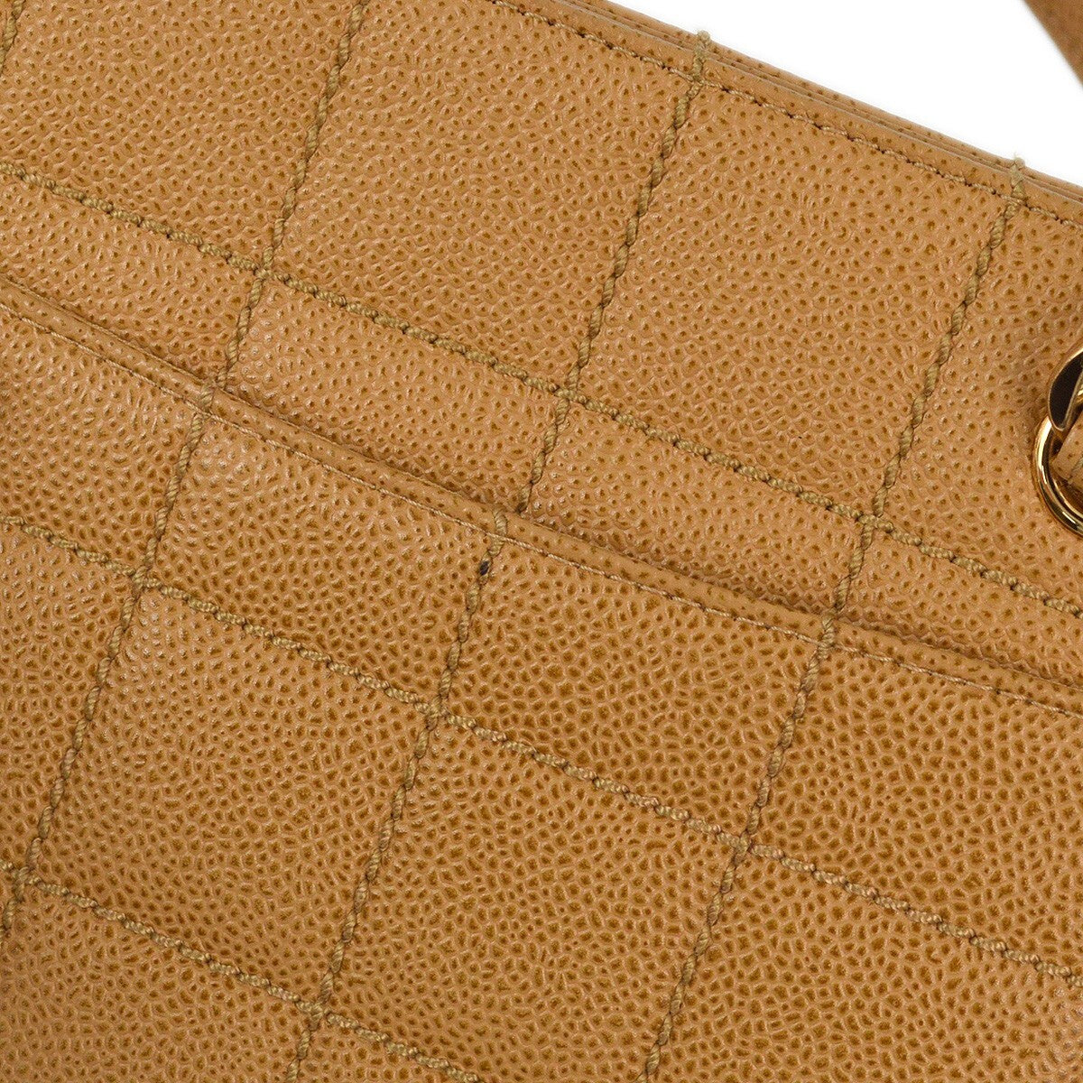 Chanel Vintage Chocolate Bar Zip Around Tote Quilted Calfskin Beige Leather Tote Bag Bag