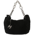 Chanel Chain Hobo Lapin Fur Black Fur Handbag