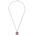 Chanel Cc Logo Pendant Necklace Metal Silver Silver_Plated Jewelry