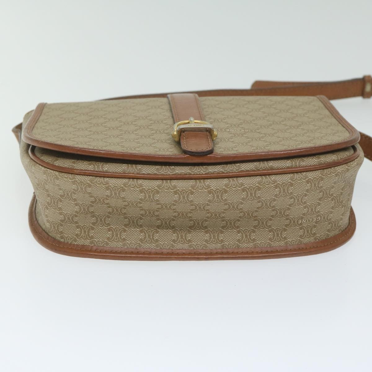 Celine Vintage Macadam Shoulder Bag Canvas And Leather Beige Canvas Shoulder Bag Bag
