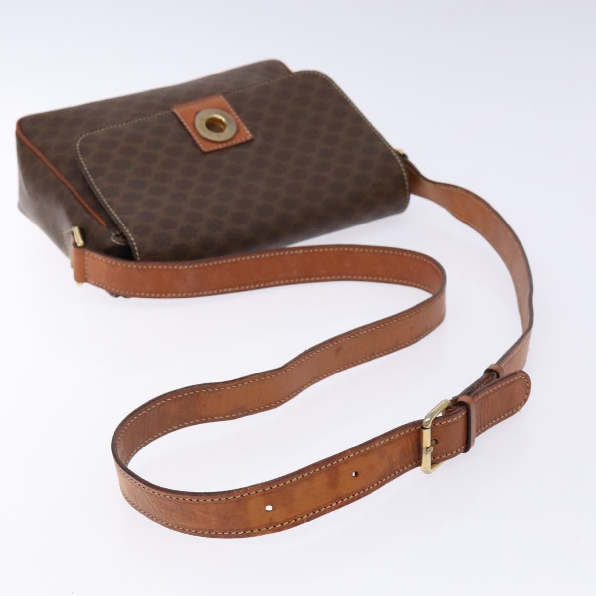 Celine Macadam Shoulder Bag Pvc Leather Brown Canvas Bag