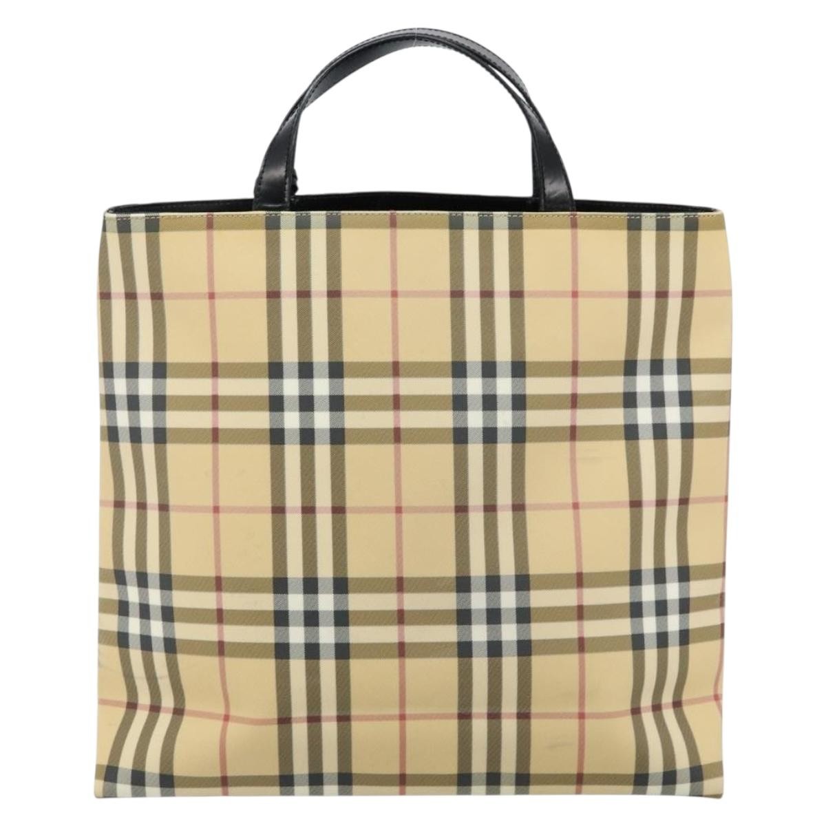 Burberry Nova Check Tote Canvas Check Pattern Beige Canvas Tote Bag