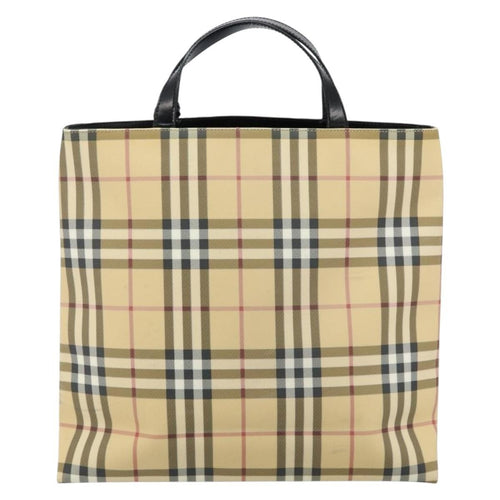 Burberry Nova Check Tote Canvas Check Pattern Beige Canvas Tote Bag