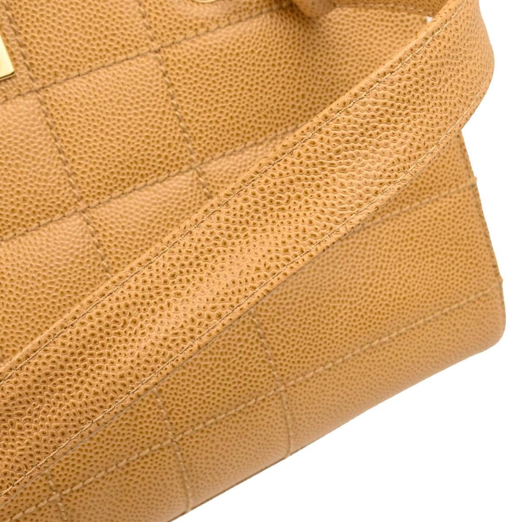 Chanel Vintage Chocolate Bar Open Tote Quilted Caviar Beige Leather Tote Bag Bag