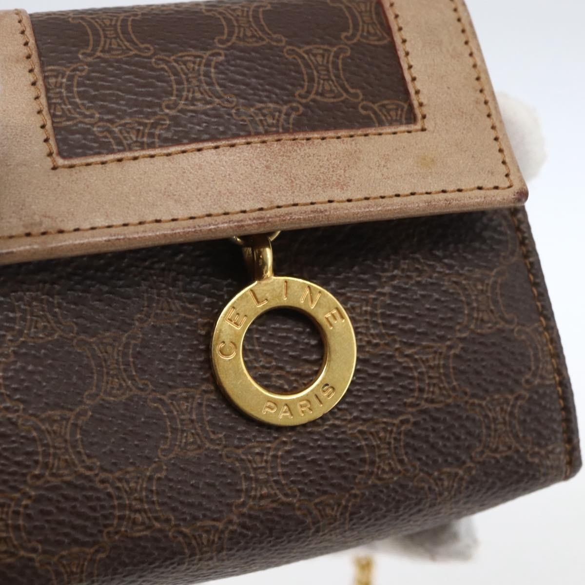 Celine Vintage Macadam Shoulder Bag Canvas And Leather Brown Canvas Shoulder Bag Bag