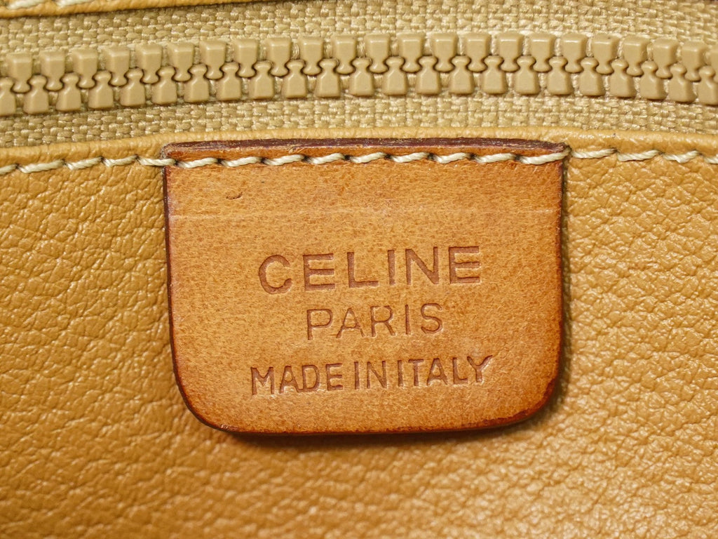 Celine Vintage Macadam Shoulder Bag Canvas And Leather Brown Canvas Shoulder Bag Bag