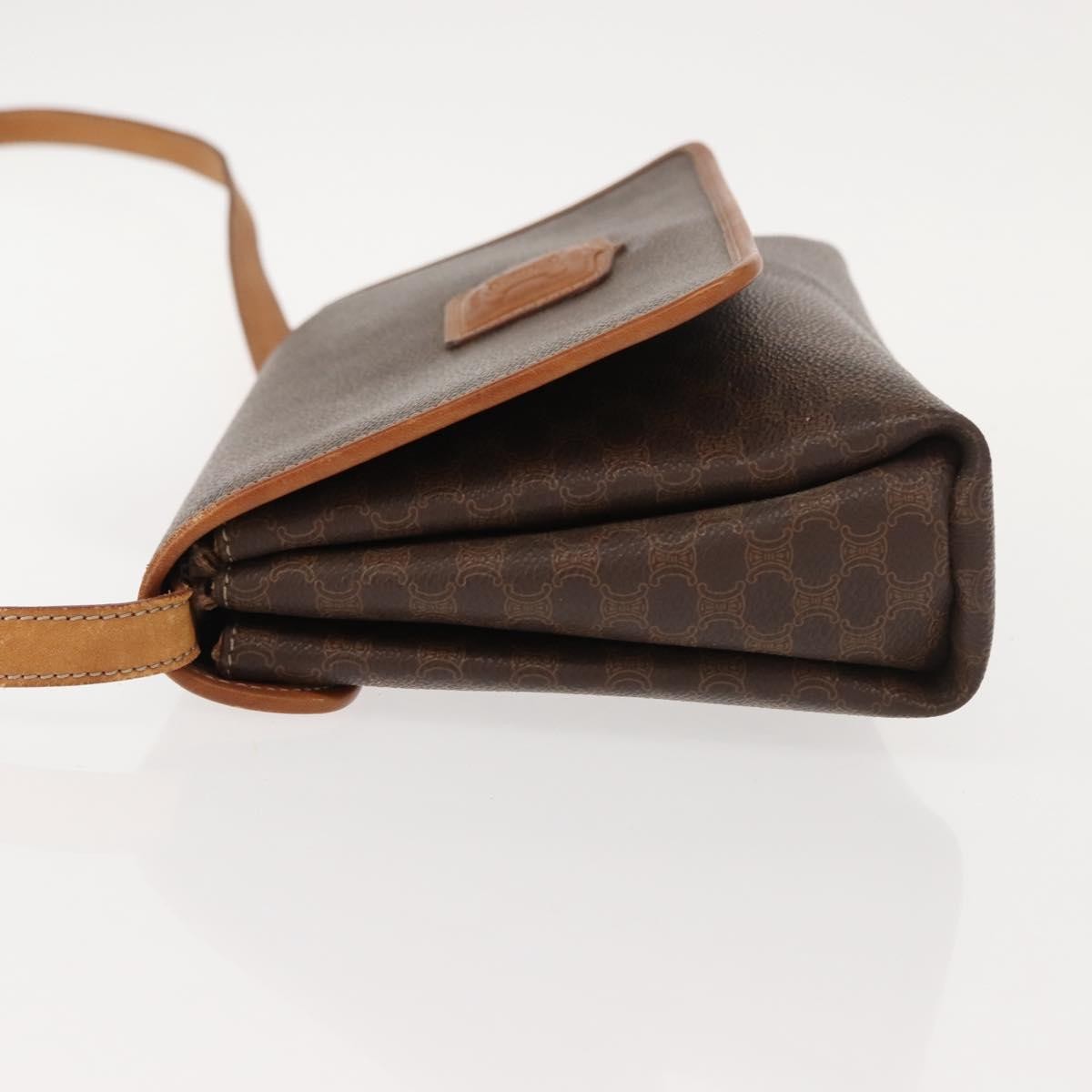 Celine Vintage Macadam Shoulder Bag Canvas Brown Canvas Shoulder Bag Bag