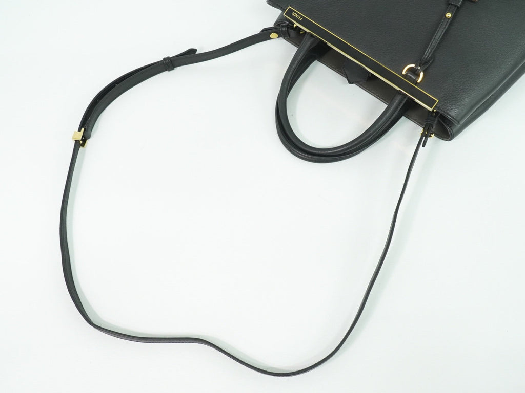 Fendi 2Jours Bag Leather Black Leather Handbag