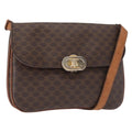 Celine Vintage Macadam Shoulder Bag Canvas Brown Canvas Shoulder Bag Bag