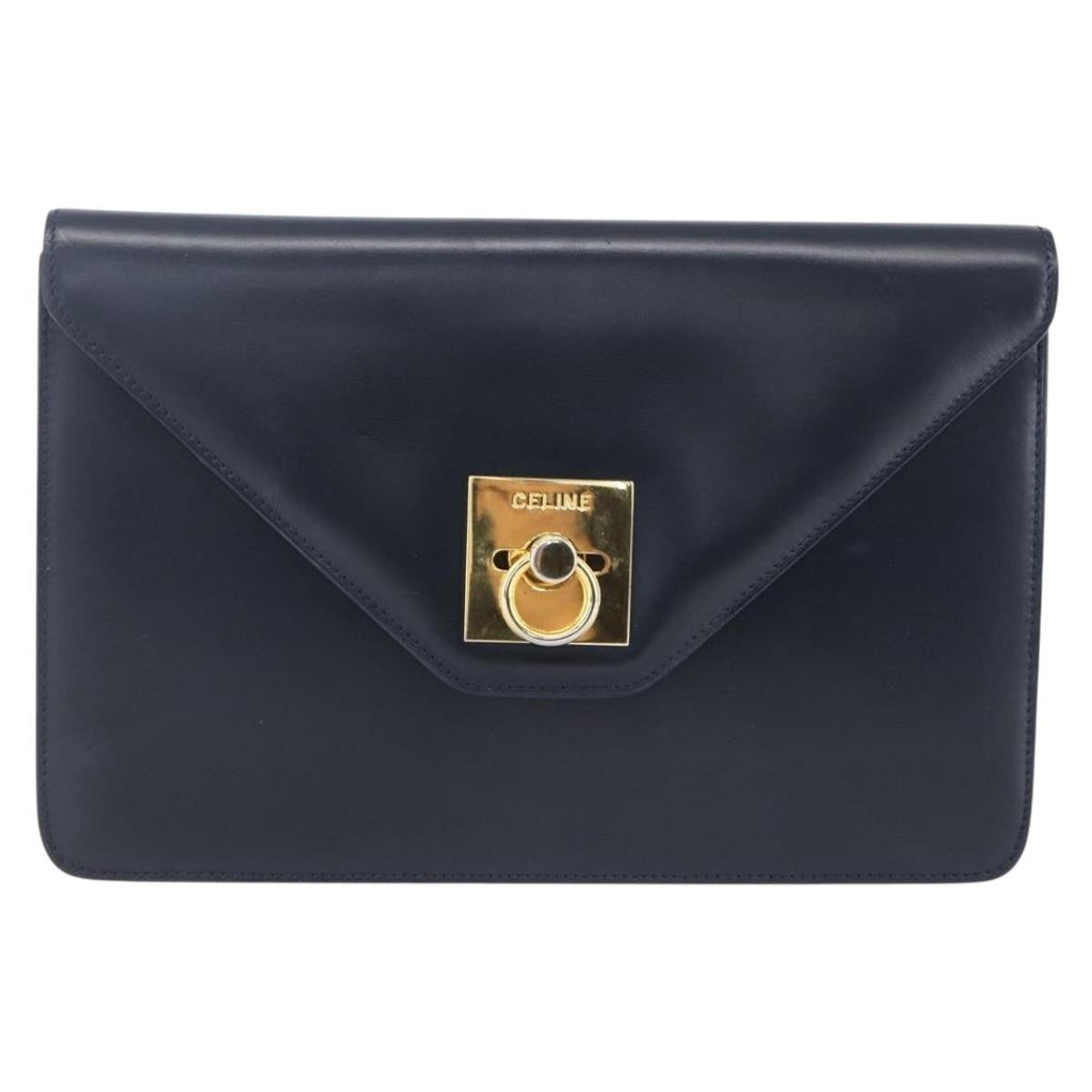 Celine Clutch Bag Leather Navy Leather Clutche & Pouche Bag