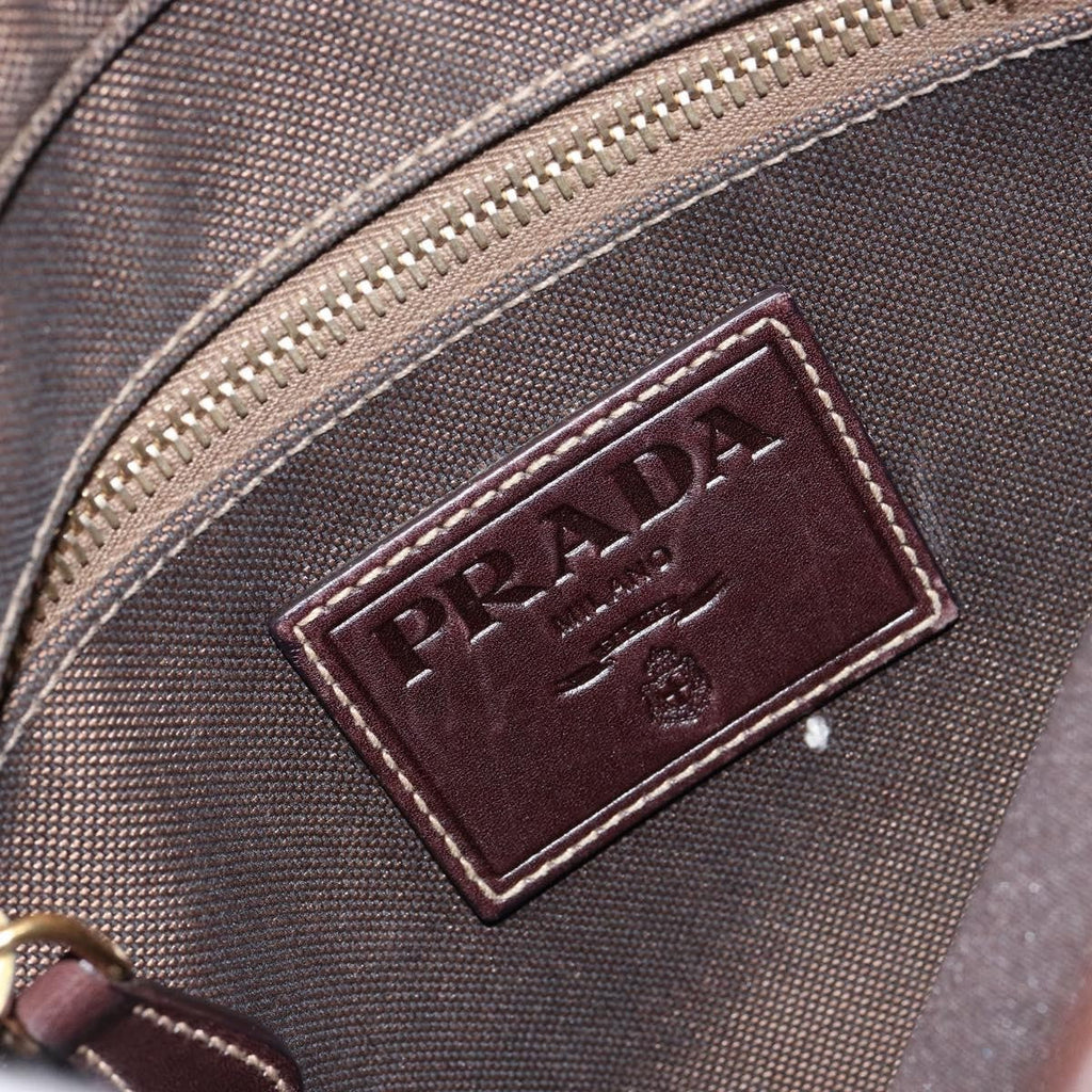 Prada Logo Flat Messenger Canvas Brown Canvas Shoulder Bag Bag