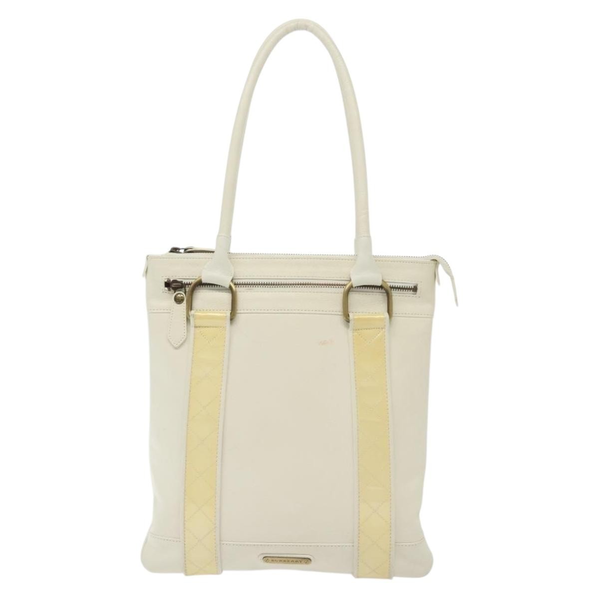 Burberry Vintage Tote Leather White Leather Tote Bag