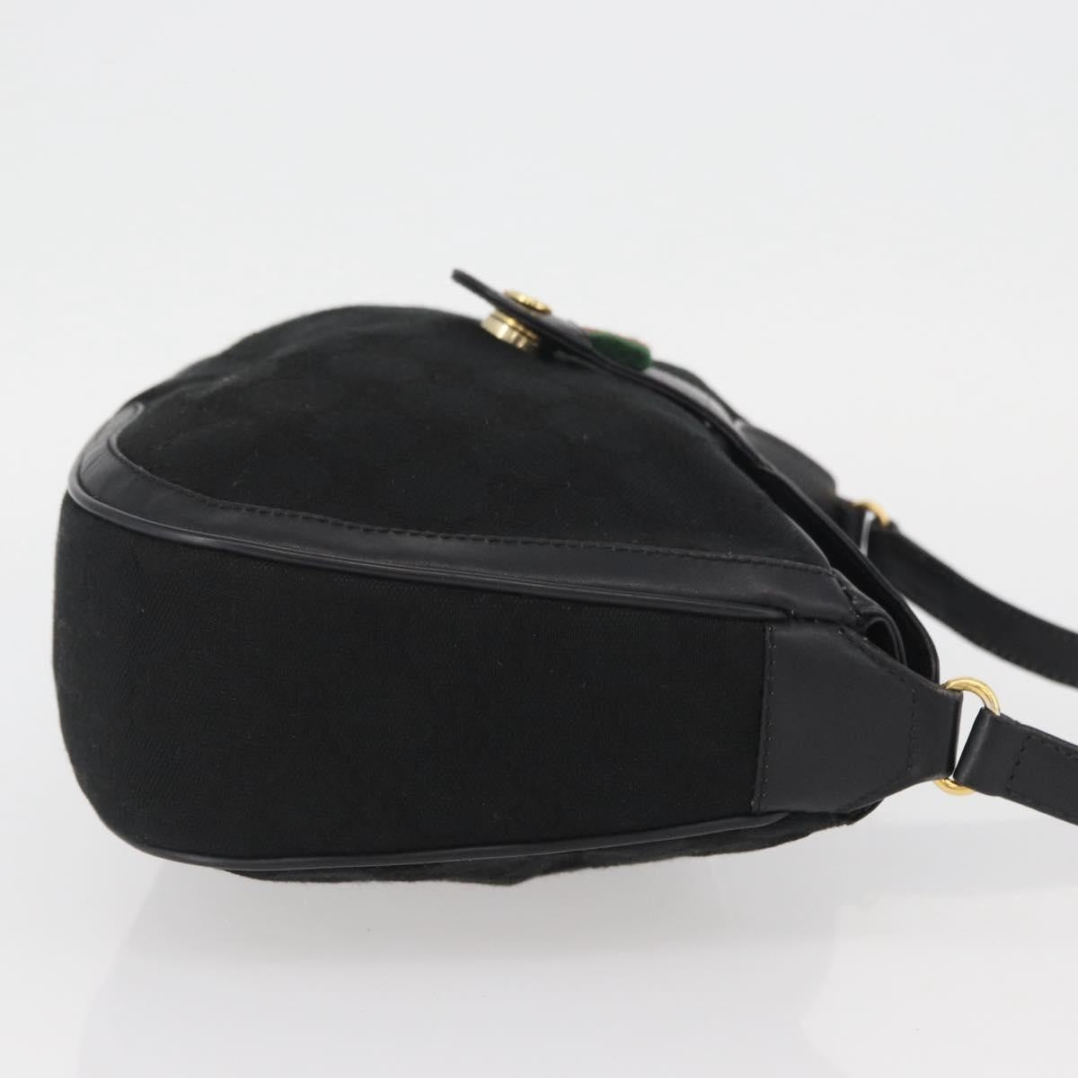 Gucci Sherry Line Shoulder Bag Canvas Black Canvas Shoulder Bag Bag (Pre-Owned)