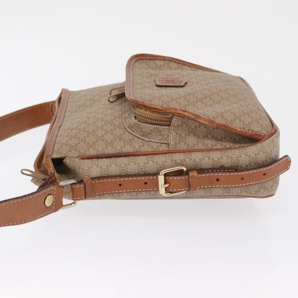 Celine Vintage Macadam Shoulder Bag Canvas And Leather Beige Canvas Shoulder Bag Bag