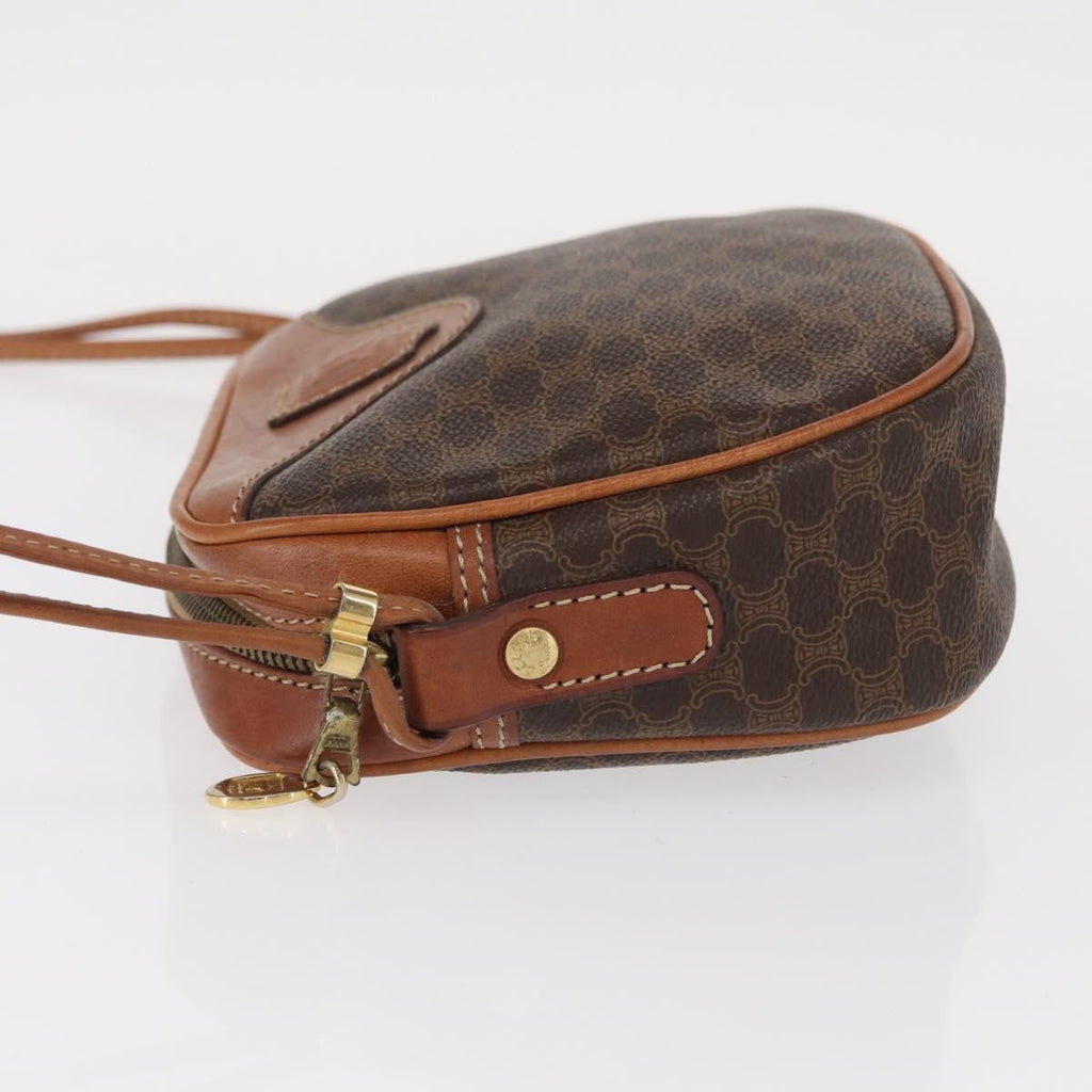 Celine Vintage Macadam Shoulder Bag Canvas And Leather Brown Canvas Shoulder Bag Bag