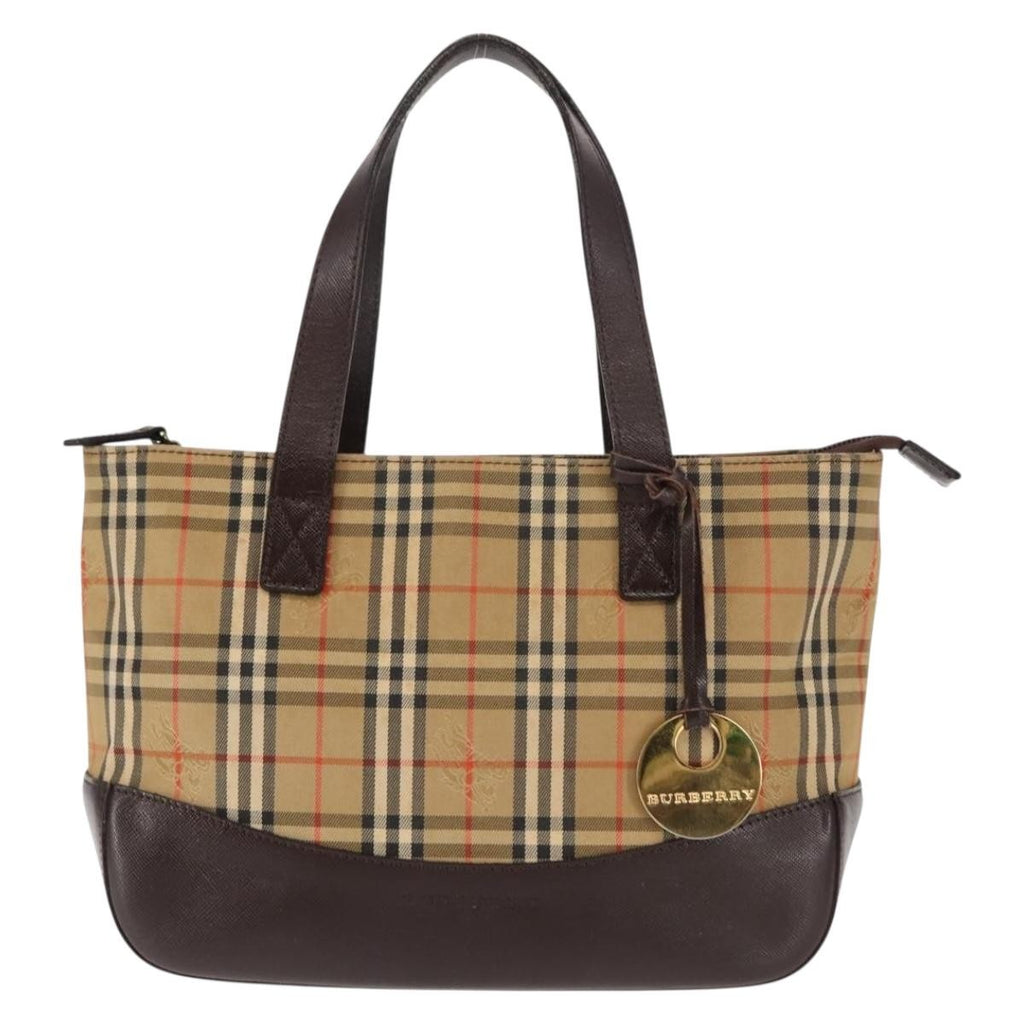 Burberry Nova Check Tote Canvas And Leather Beige Canvas Tote Bag