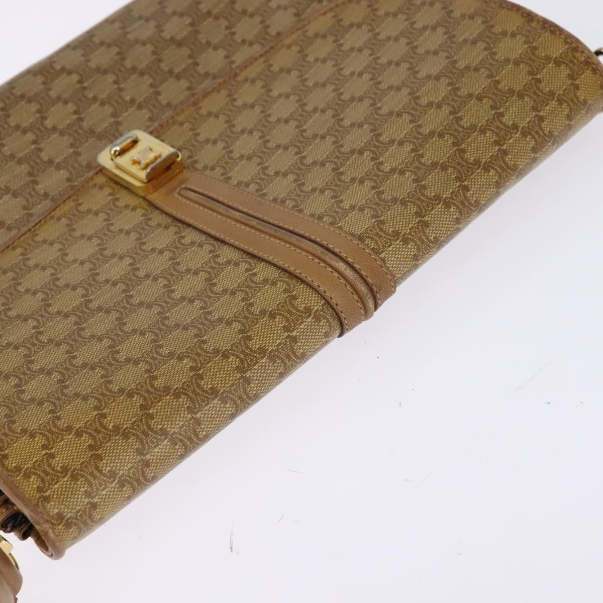 Celine Vintage Macadam Shoulder Bag Canvas And Leather Beige Canvas Shoulder Bag Bag