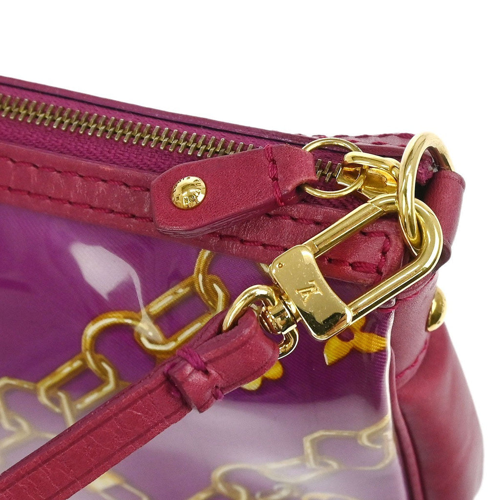 Louis Vuitton Charms Pochette Pvc Over Printed Silk Pink Pvc Clutche & Pouche Bag
