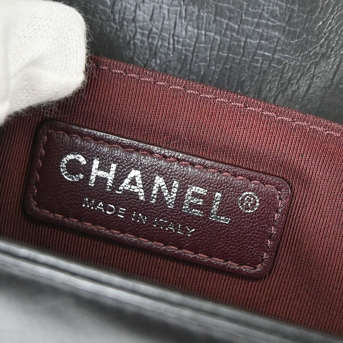 Chanel Boy Flap Bag Quilted Glazed Calfskin Black Leather Handbag