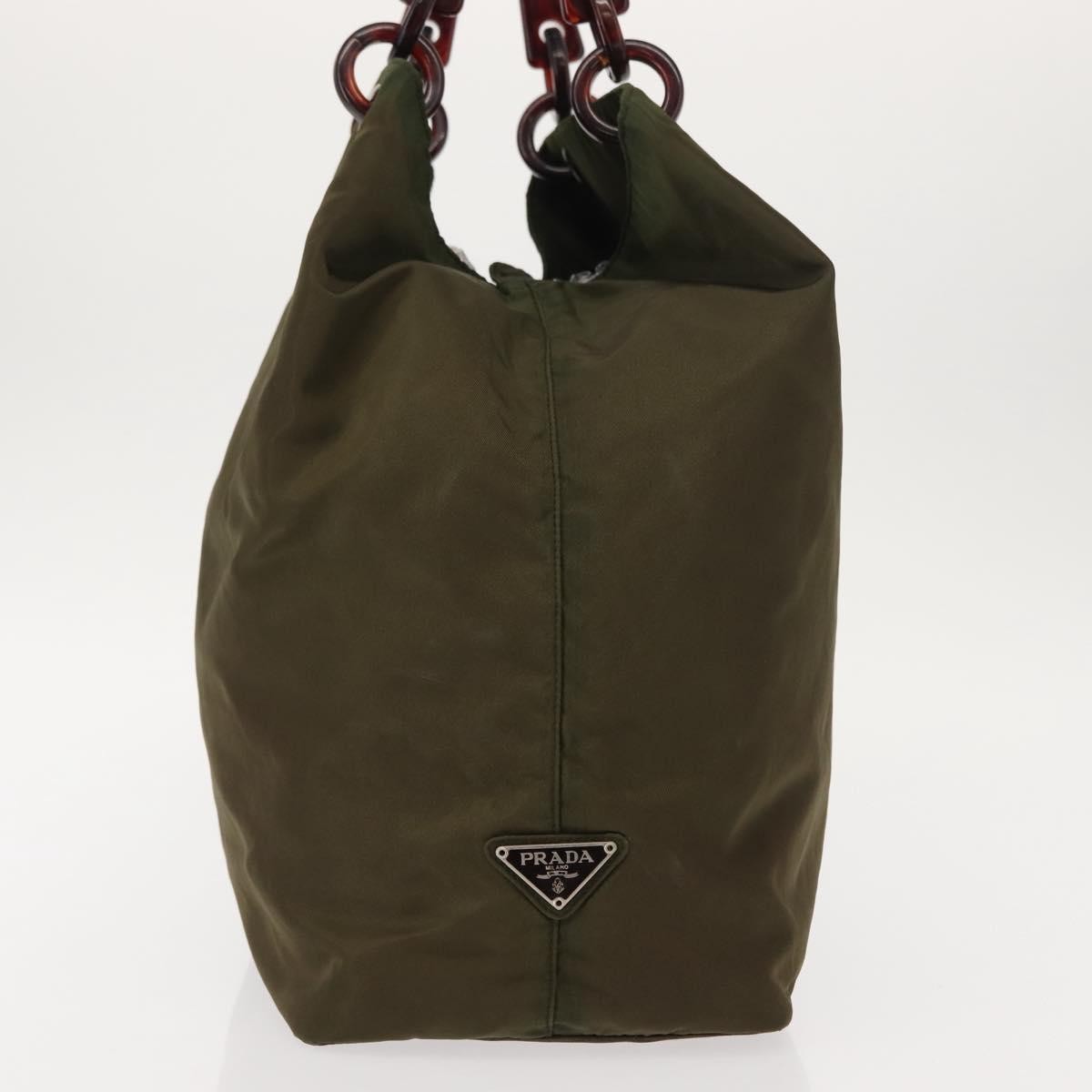 Prada Resin Handle Tote Tessuto Khaki Nylon Tote Bag Bag