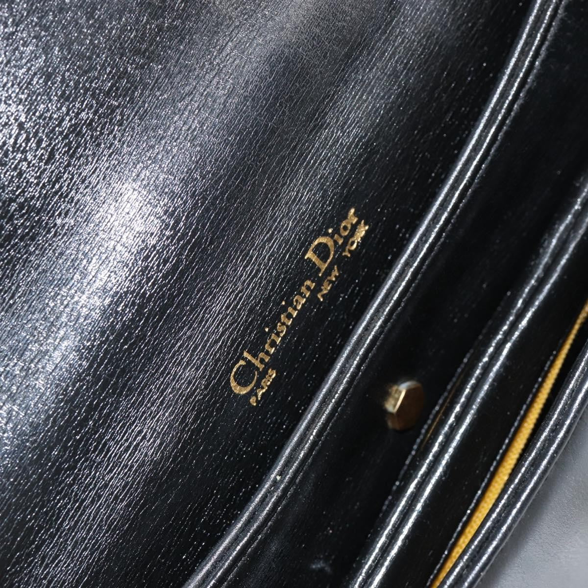 Christian Dior Vintage Chain Flap Shoulder Bag Leather Black Leather Shoulder Bag Bag (Pre-Owned)