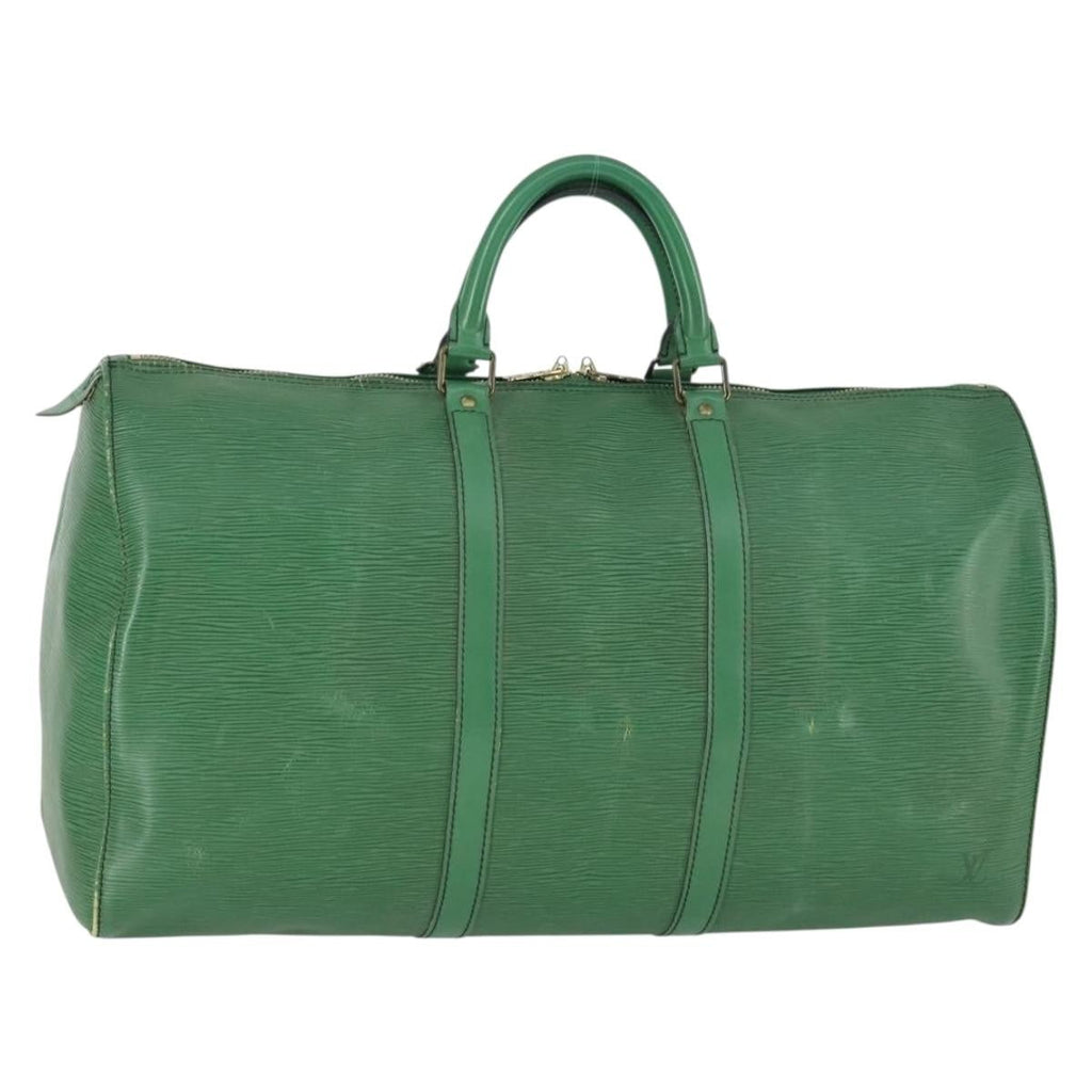 Louis Vuitton Keepall Bag Epi Leather Green Leather Travel Bag