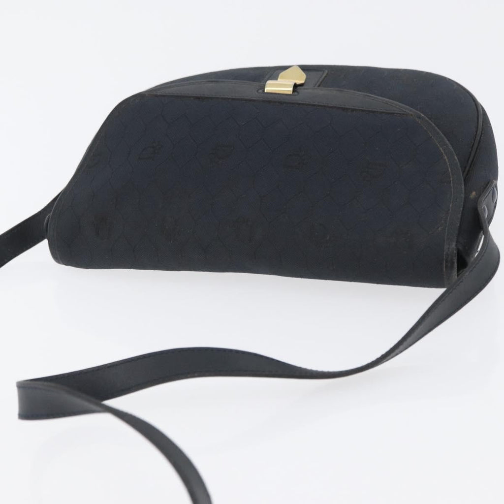 Christian Dior Vintage Honeycomb Flap Crossbody Bag Canvas And Leather Black Canvas Shoulder Bag Bag (Pre-Owned)