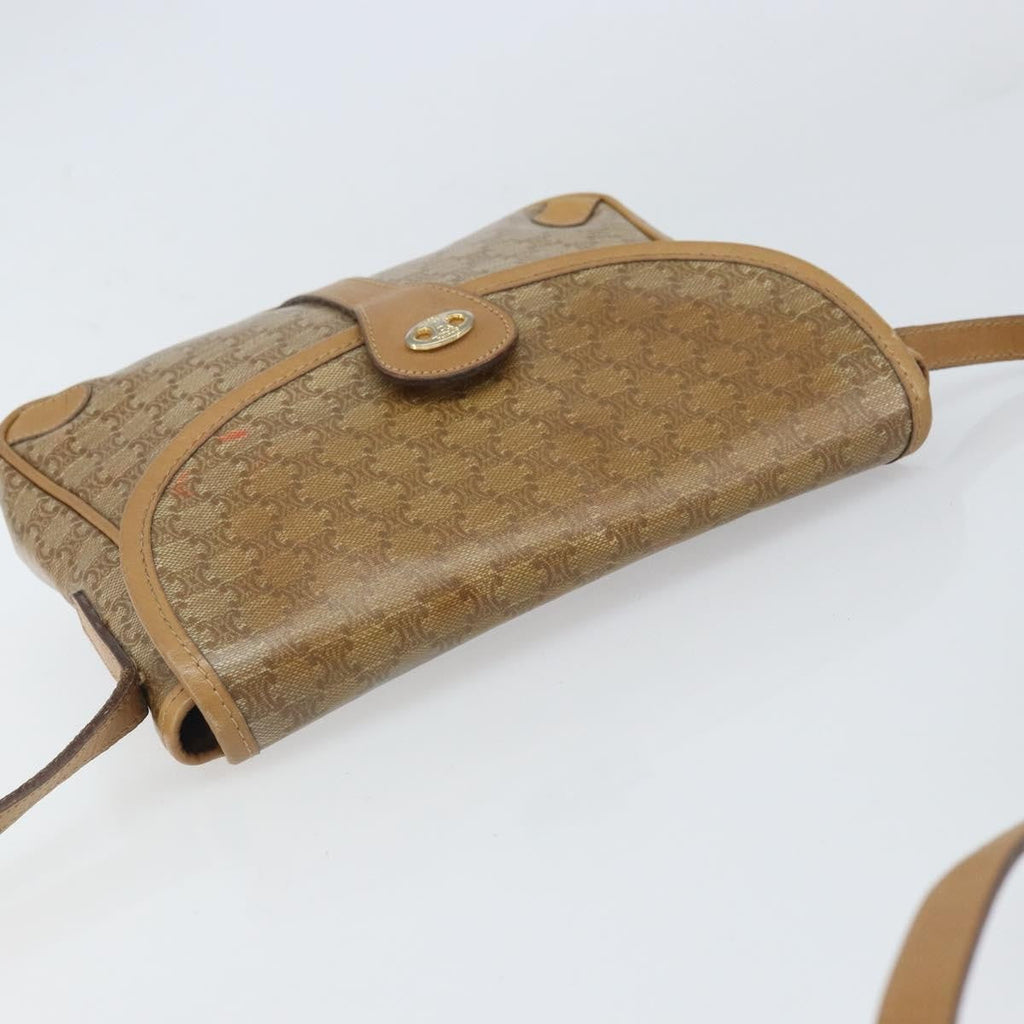 Celine Vintage Macadam Shoulder Bag Canvas And Leather Beige Canvas Shoulder Bag Bag