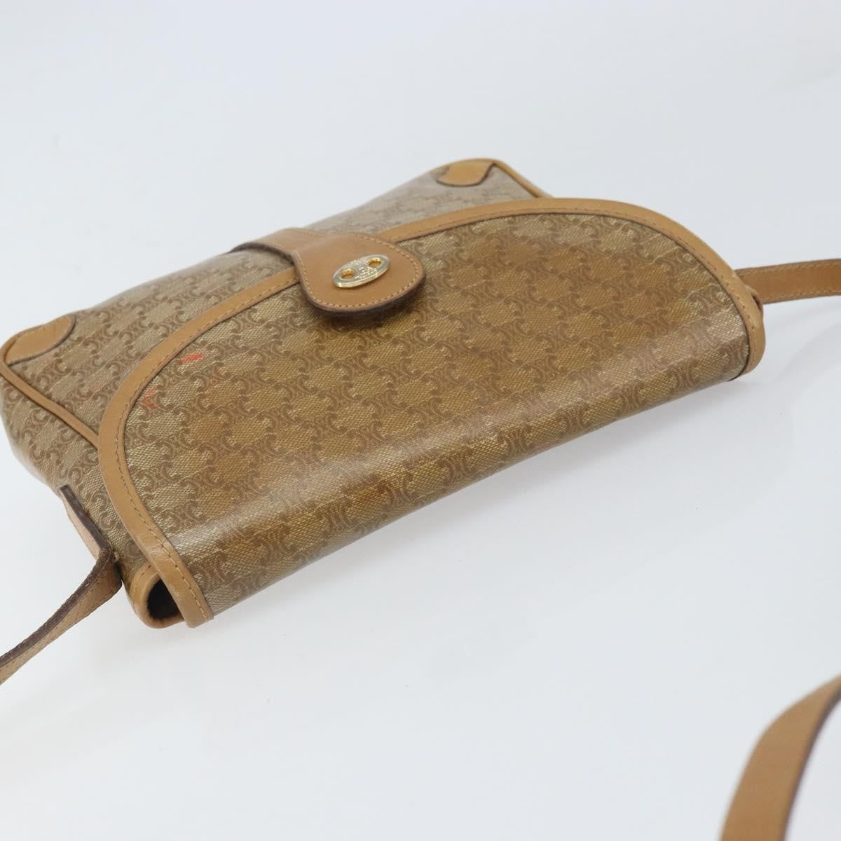 Celine Vintage Macadam Shoulder Bag Canvas And Leather Beige Canvas Shoulder Bag Bag