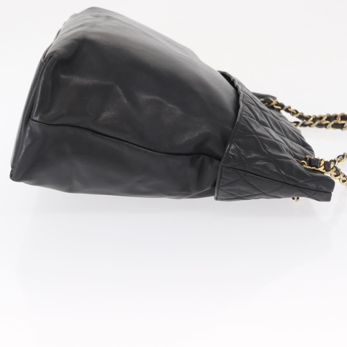 Chanel Chain Tote Leather Black Leather Handbag
