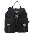 Prada Vela Double Front Pocket Backpack Tessuto With Saffiano Leather Black Nylon Backpack Bag