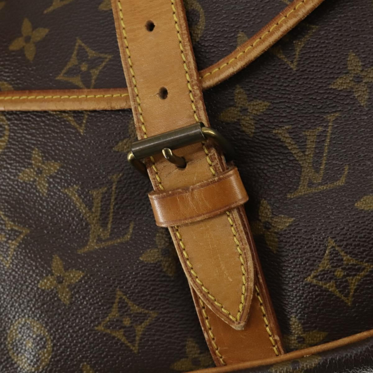 Louis Vuitton Saumur Handbag Monogram Canvas Brown Canvas Shoulder Bag