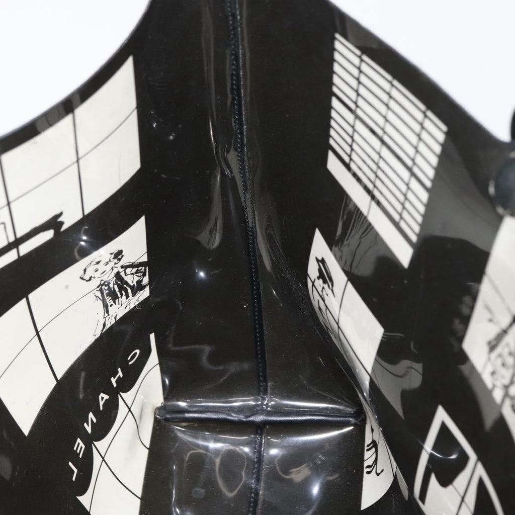 Chanel Coco Window Tote Printed Vinyl Black Plastic Tote Bag Bag