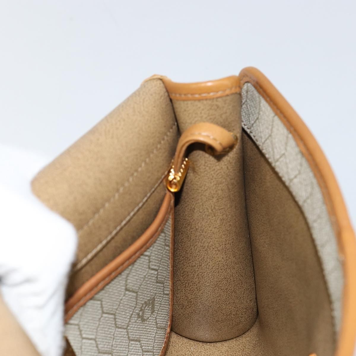 Christian Dior Vintage Honeycomb Flap Crossbody Bag Canvas And Leather Beige Canvas Shoulder Bag Bag (Pre-Owned)