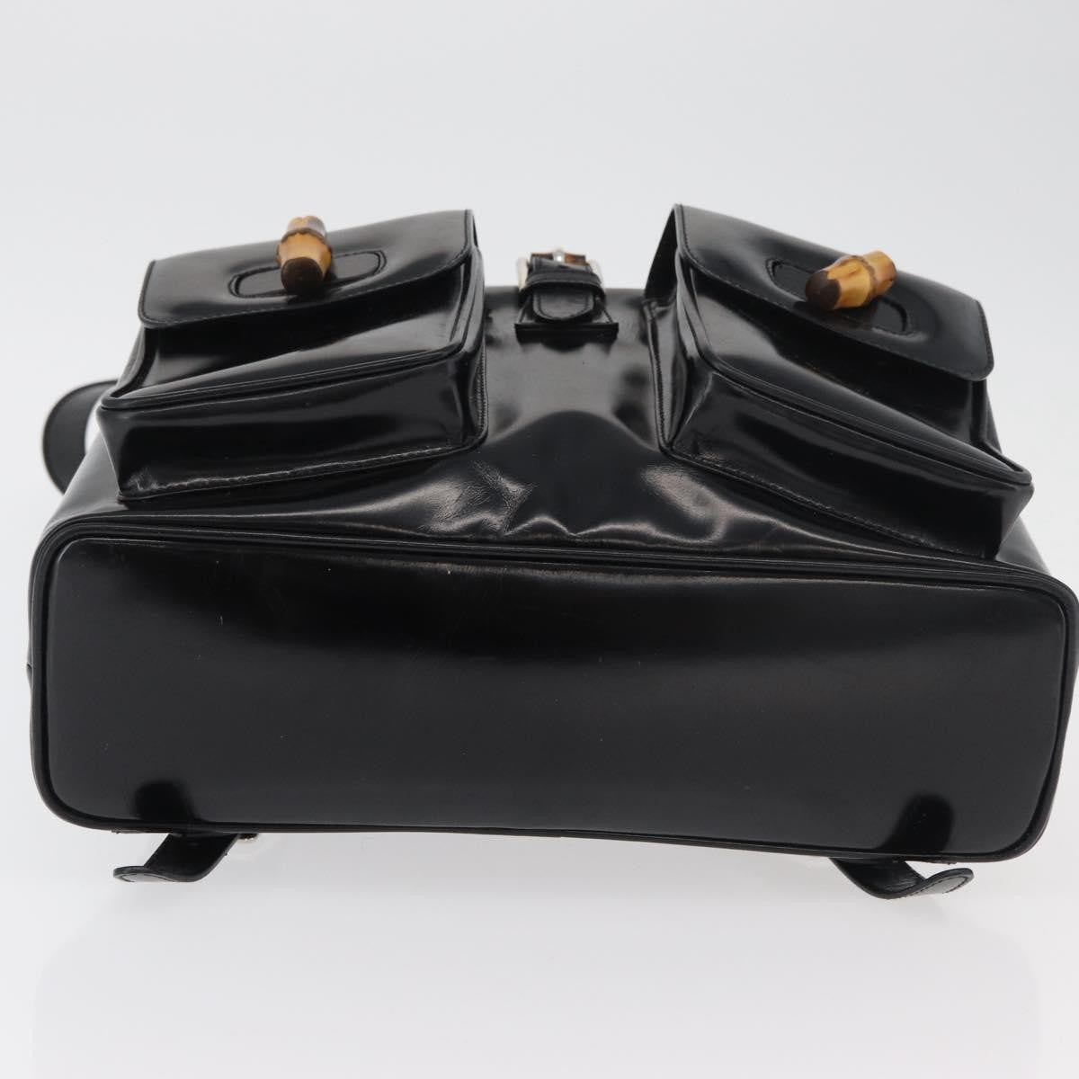 Gucci Vintage Bamboo Backpack Patent Leather Black Patent_Leather Backpack Bag (Pre-Owned)