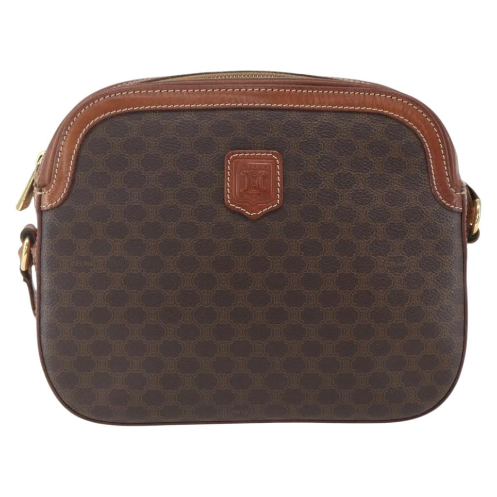 Celine Vintage Macadam Shoulder Bag Canvas And Leather Brown Canvas Shoulder Bag Bag