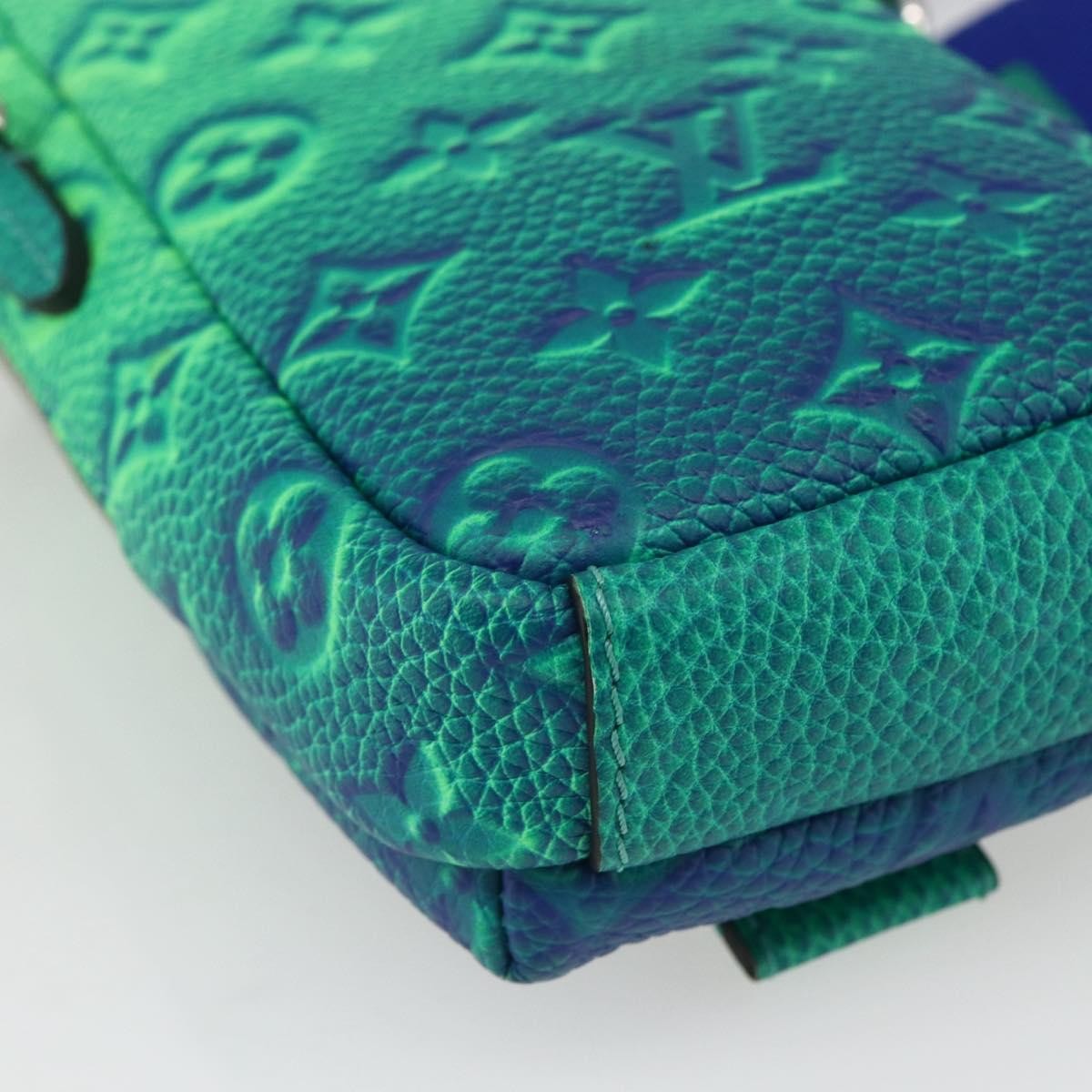 Louis Vuitton Double Phone Pouch Nm Monogram Shadow Leather Green Leather Clutche & Pouche Bag