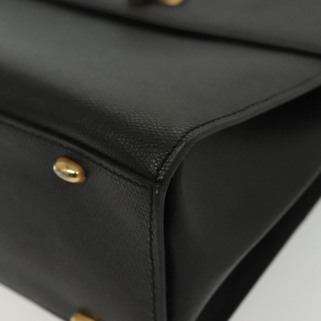 Celine Vintage Convertible Turnlock Top Handle Bag Leather Black Leather Bag