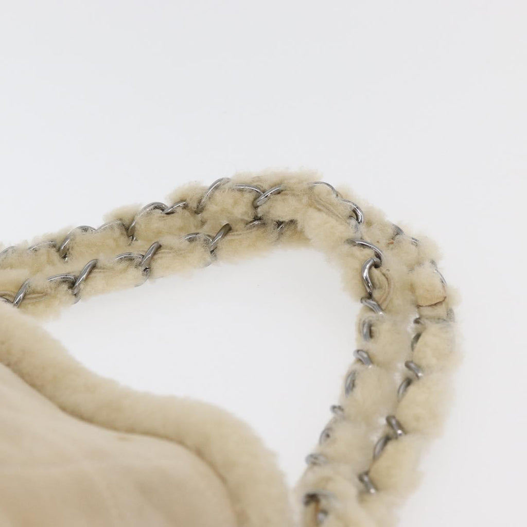 Chanel Vintage Embroidered Cc Chain Tote Quilted Suede And Shearling Silver Canvas Tote Bag Bag