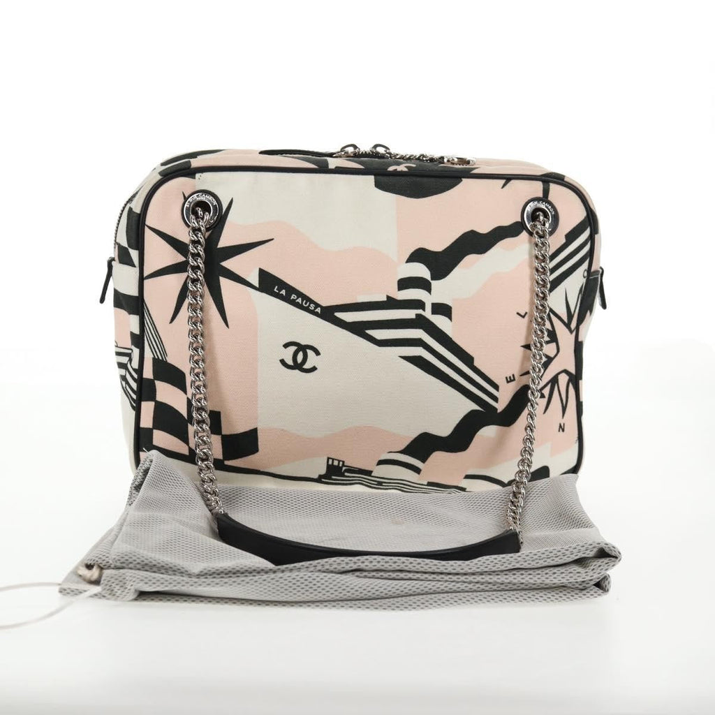 Chanel La Pausa Bay Camera Case Bag Printed Canvas Pink Canvas Bag