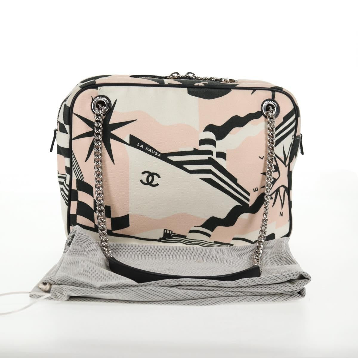 Chanel La Pausa Bay Camera Case Bag Printed Canvas Pink Canvas Bag