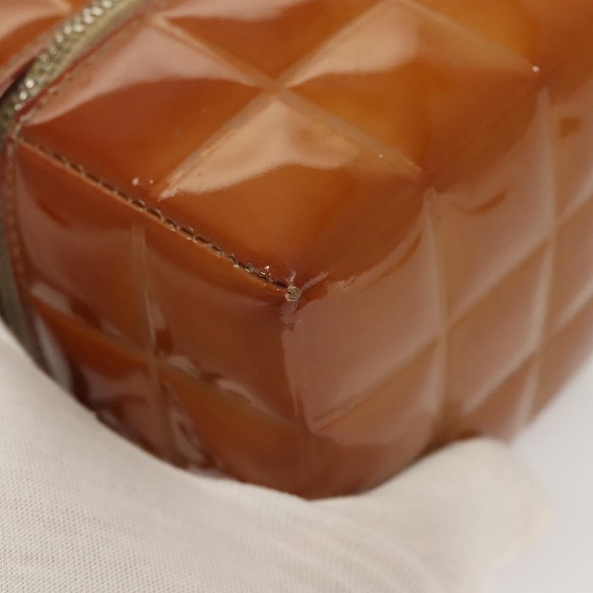 Chanel Rubiks Cube Wristlet Quilted Patent Brown Patent_Leather Bag