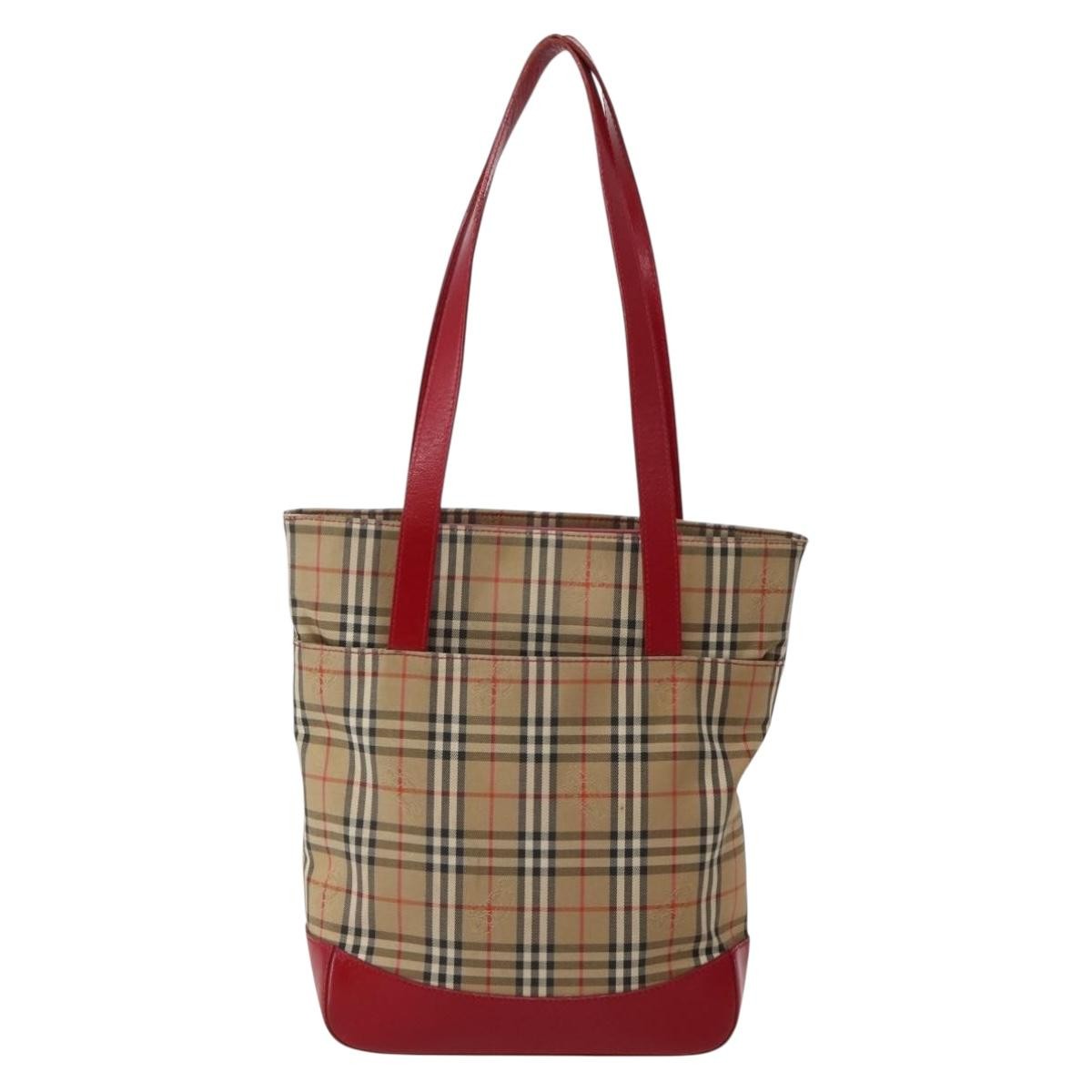 Burberry Nova Check Tote Canvas Check Pattern Beige Canvas Tote Bag